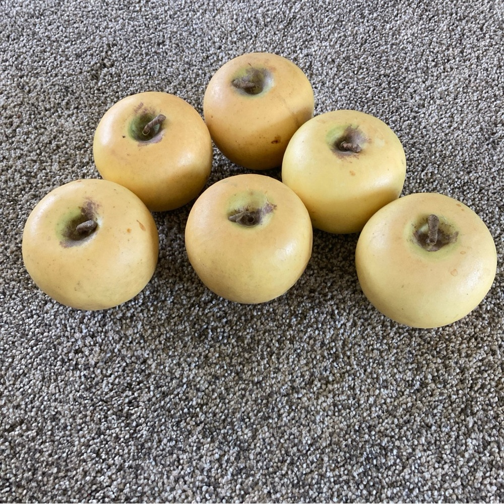 6 Piece Golden Delicious Apples Fruit Decorations Heavy Duty Plastics 3inch